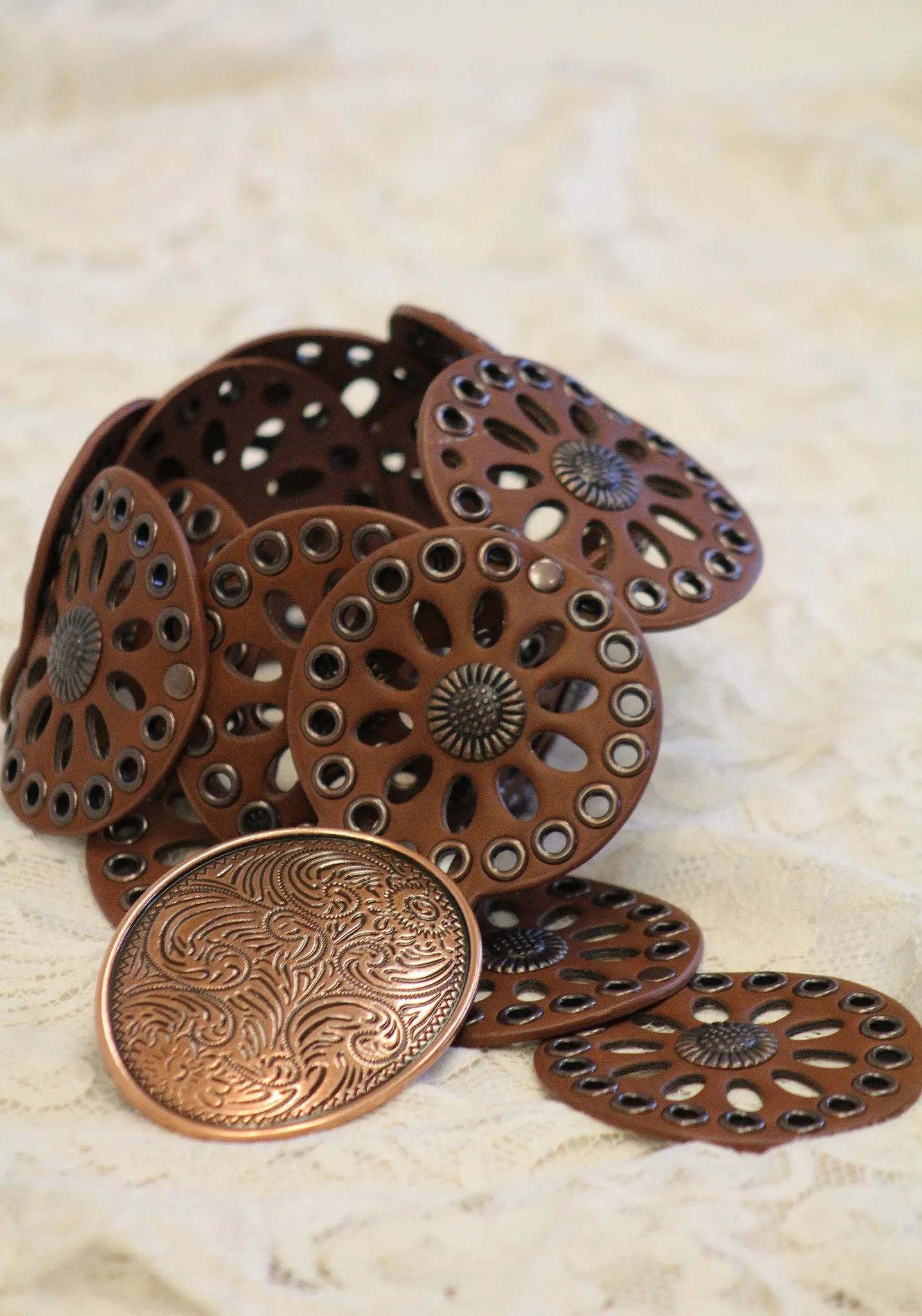 Cowgirls Rock | Round Leather Cut Out Belt Brown
