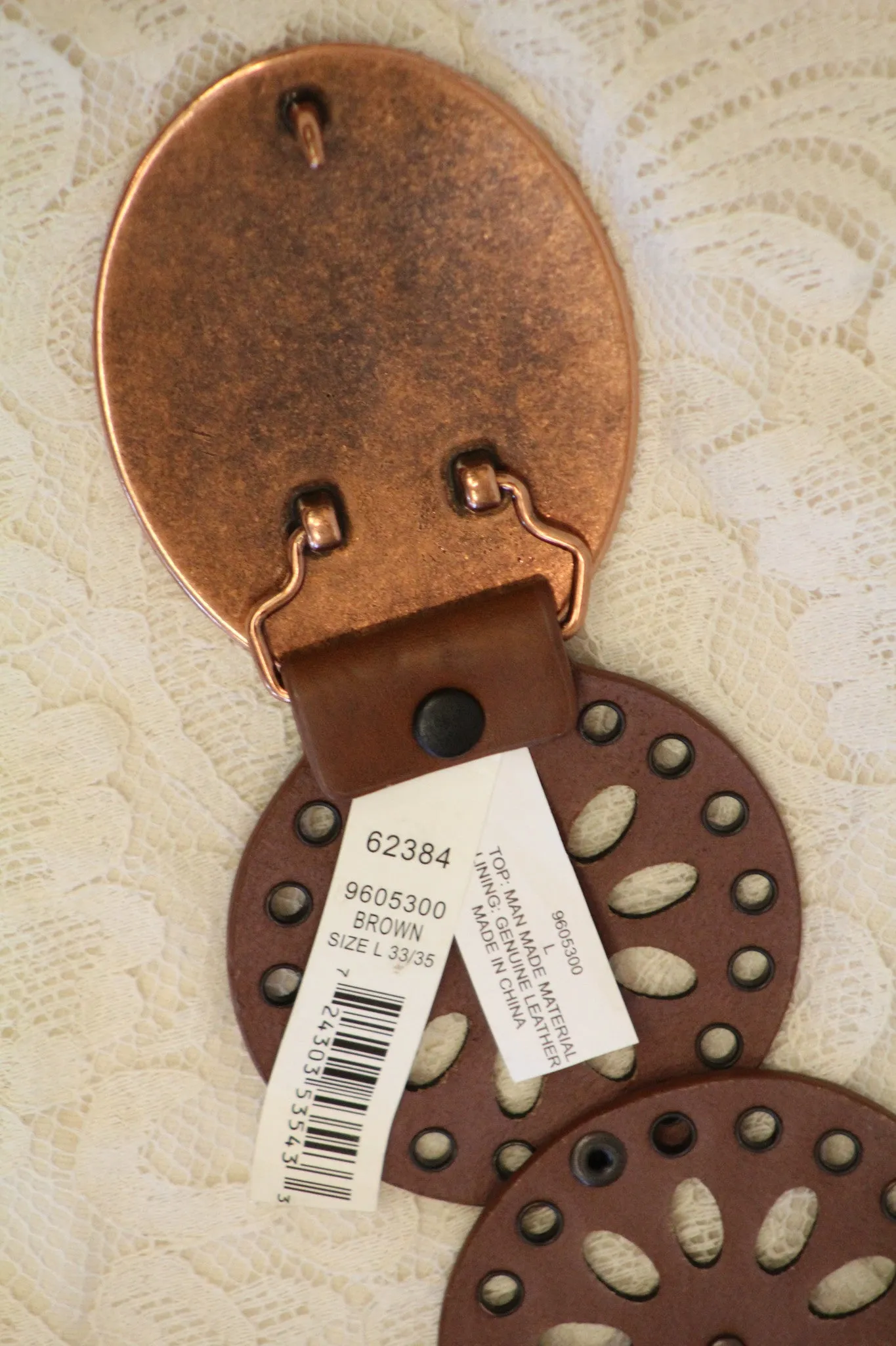 Cowgirls Rock | Round Leather Cut Out Belt Brown