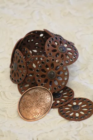 Cowgirls Rock | Round Leather Cut Out Belt Brown