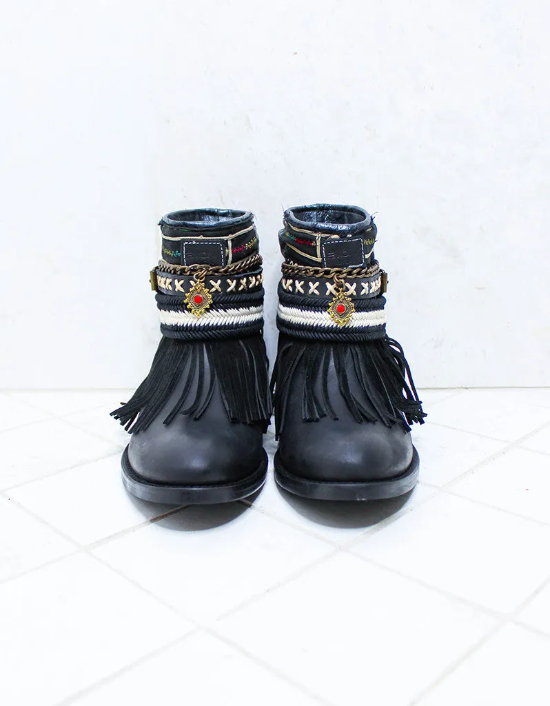 Custom Made Boho Boots in Black | SIZE 40