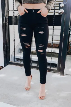 Darrah Destroyed Skinny Jeans - Black