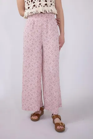 Ditsy Floral Smocked Waist Wide Leg Pants for Women in Blush Floral | NP70125-BLUSHFLORAL