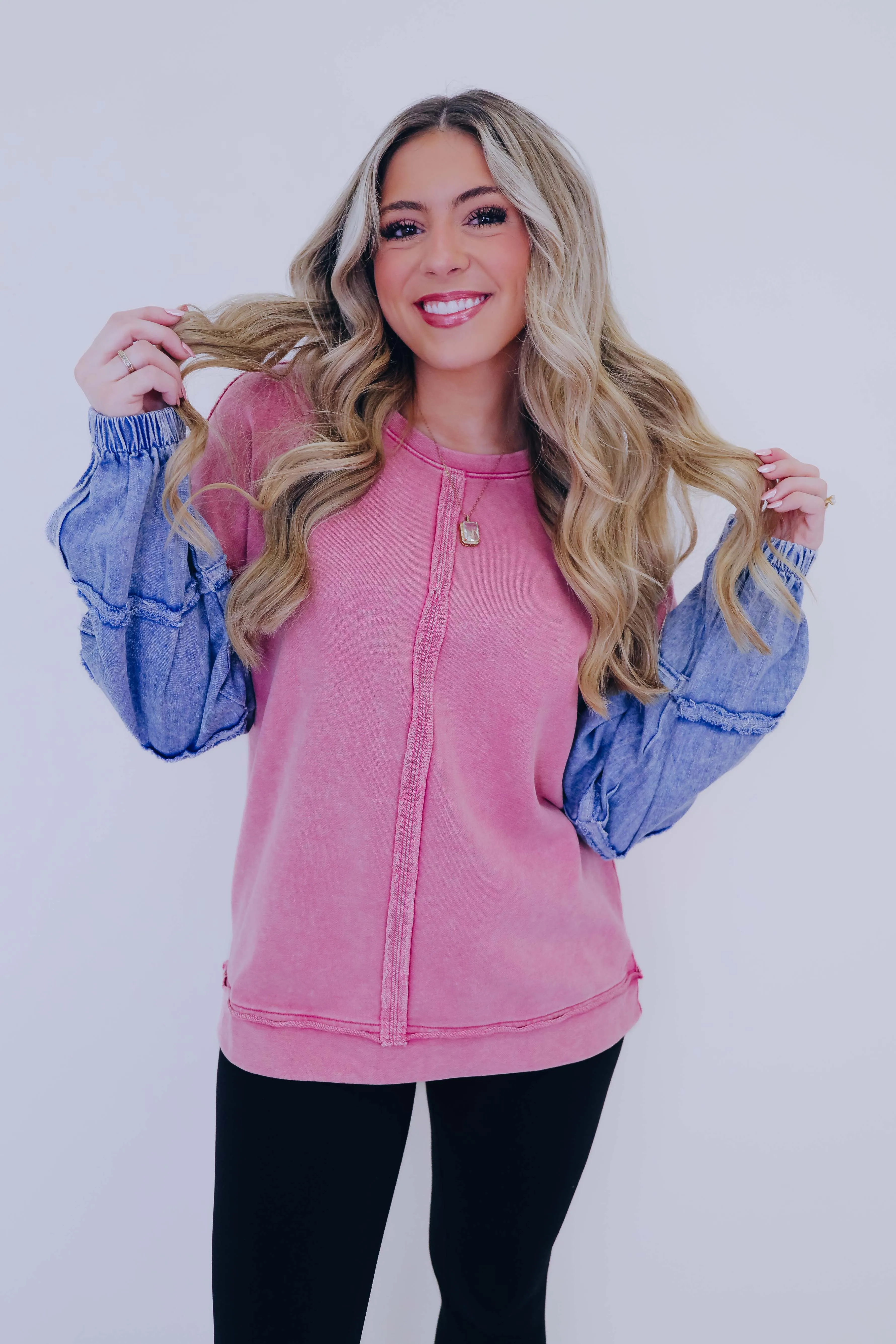 Dixie Denim Sleeve Top - 3 Colors