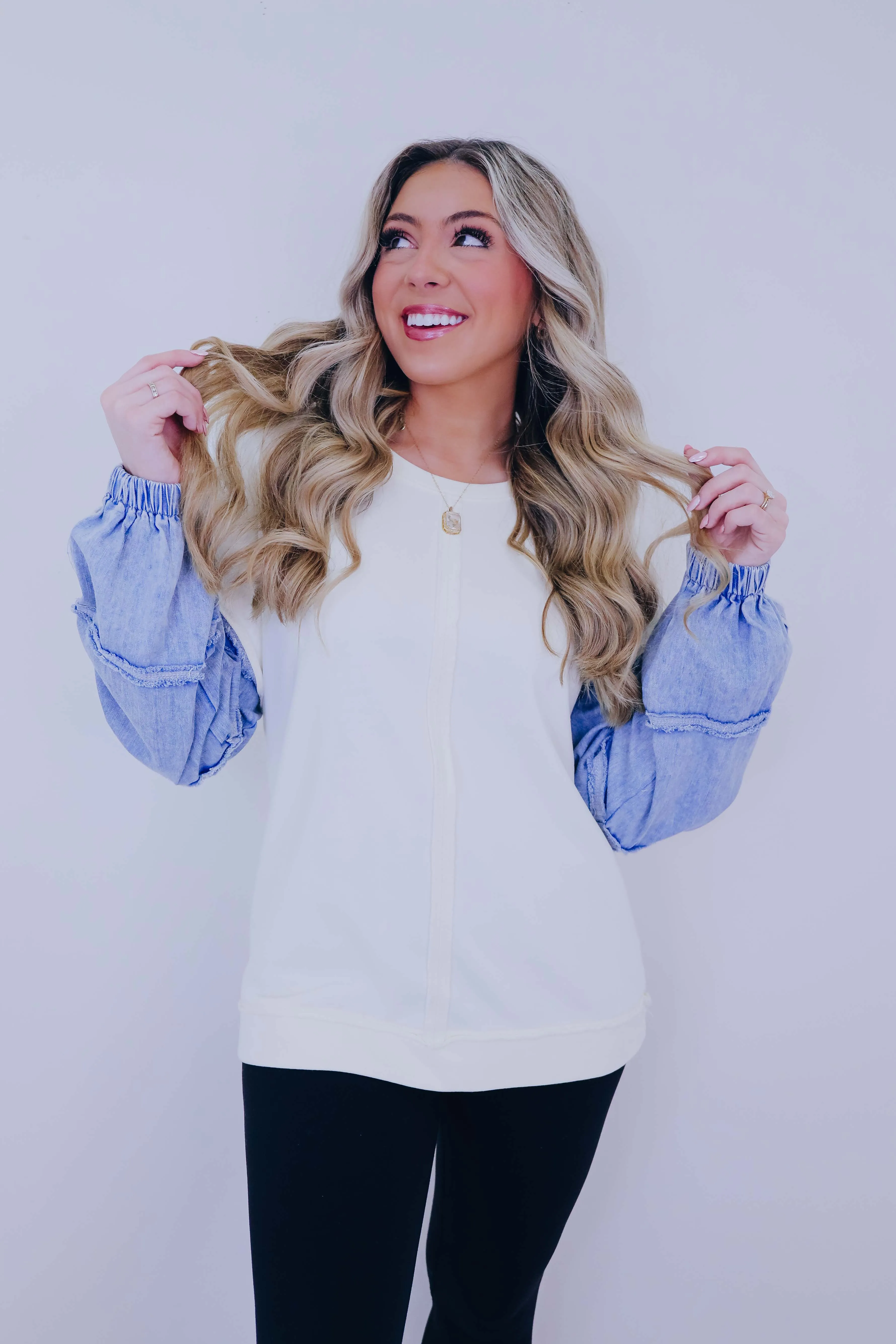 Dixie Denim Sleeve Top - 3 Colors
