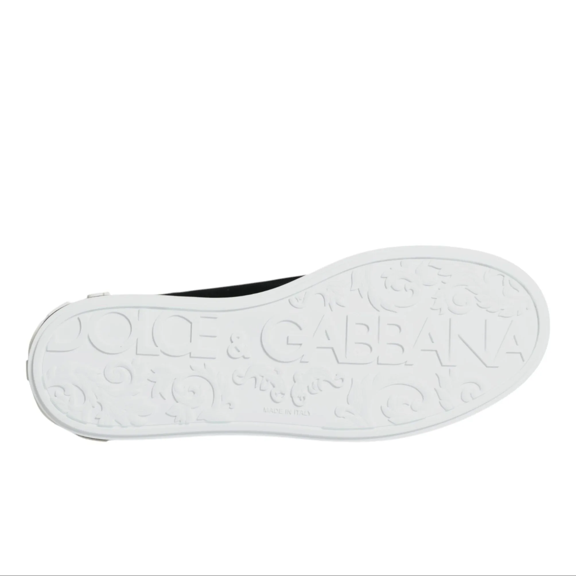 Dolce & Gabbana Black Calf Leather Portofino Sneakers Shoes