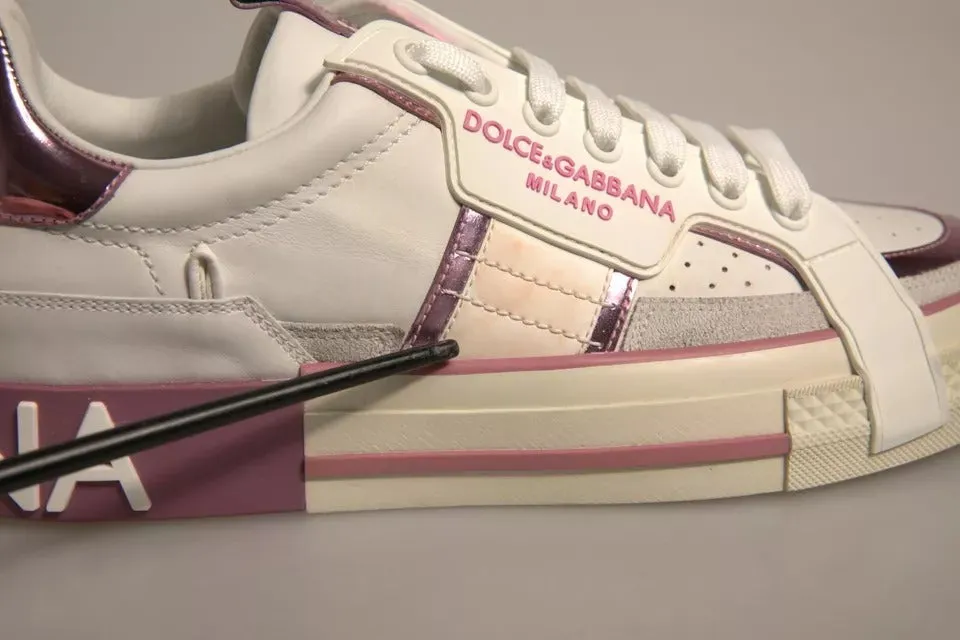 Dolce&Gabbana CUSTOM 2.Zero Women Beige Sneakers Leather Trainer Shoes Sz EUR 40