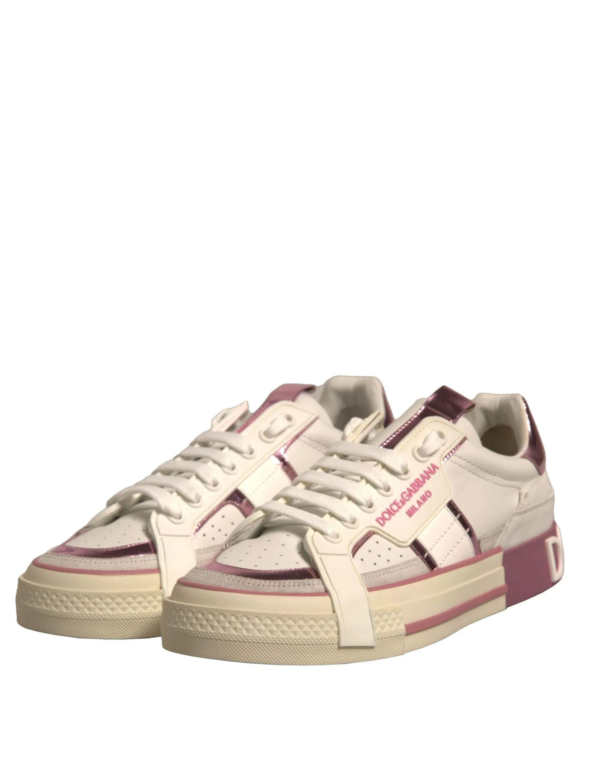 Dolce&Gabbana CUSTOM 2.Zero Women Beige Sneakers Leather Trainer Shoes Sz EUR 40