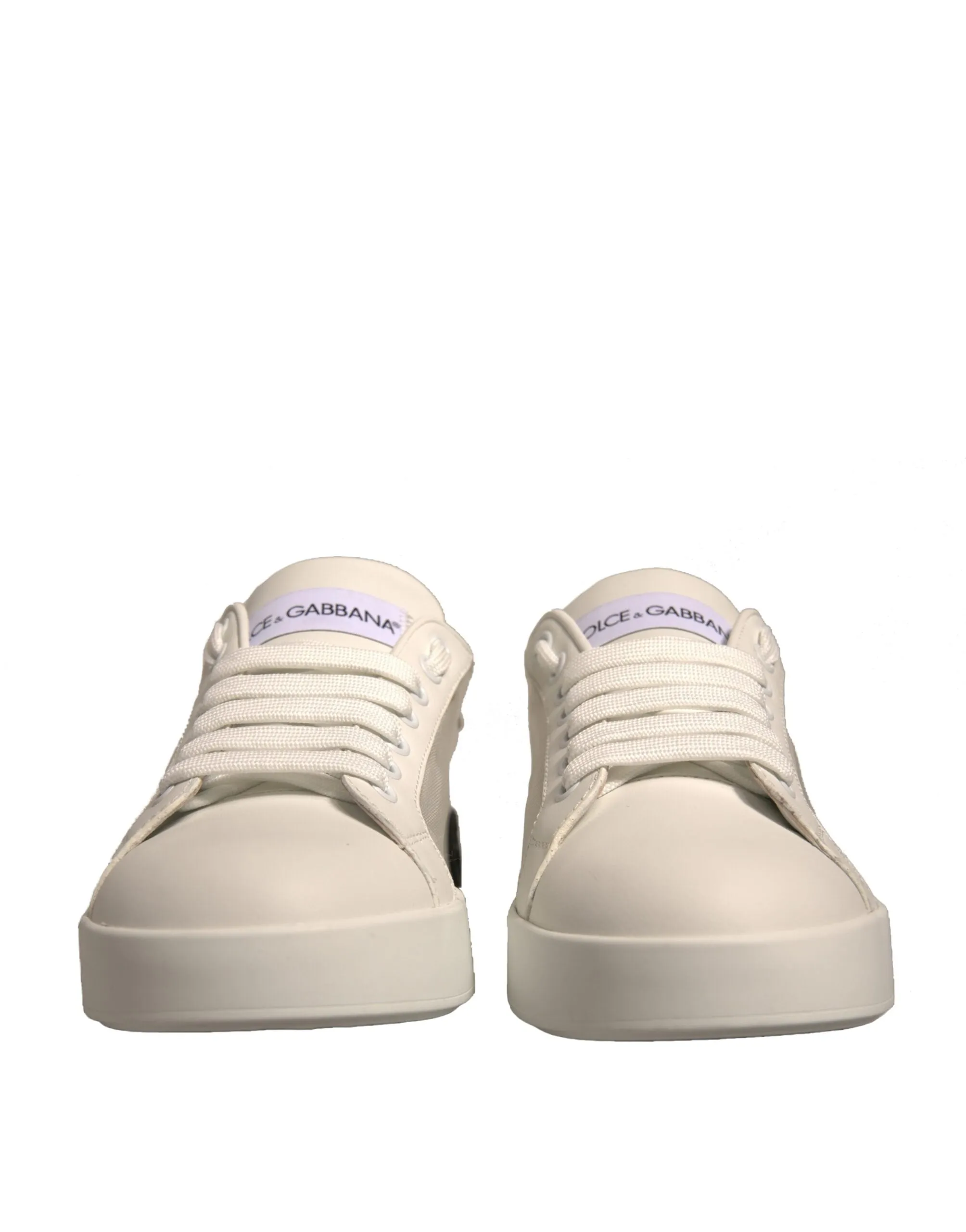 Dolce&Gabbana Portofino Women Ivory Sneakers Leather Flat Trainer Shoes EUR 38.5