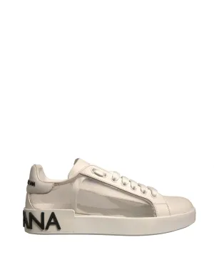 Dolce&Gabbana Portofino Women Ivory Sneakers Leather Flat Trainer Shoes EUR 38.5