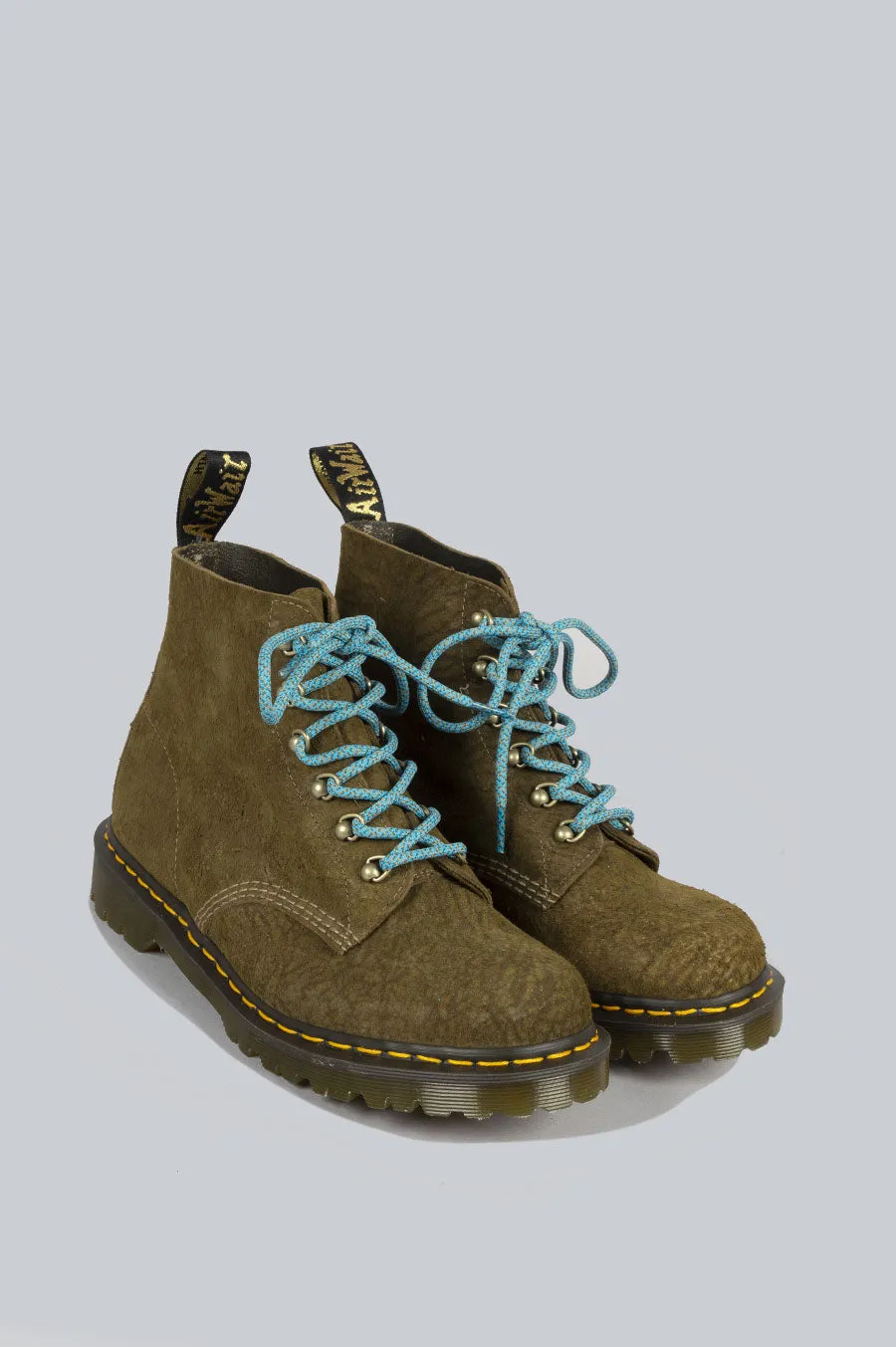 DR MARTENS 101 MADE IN ENGLAND HARDWARE SUEDE ANKLE BOOTS OLIVE