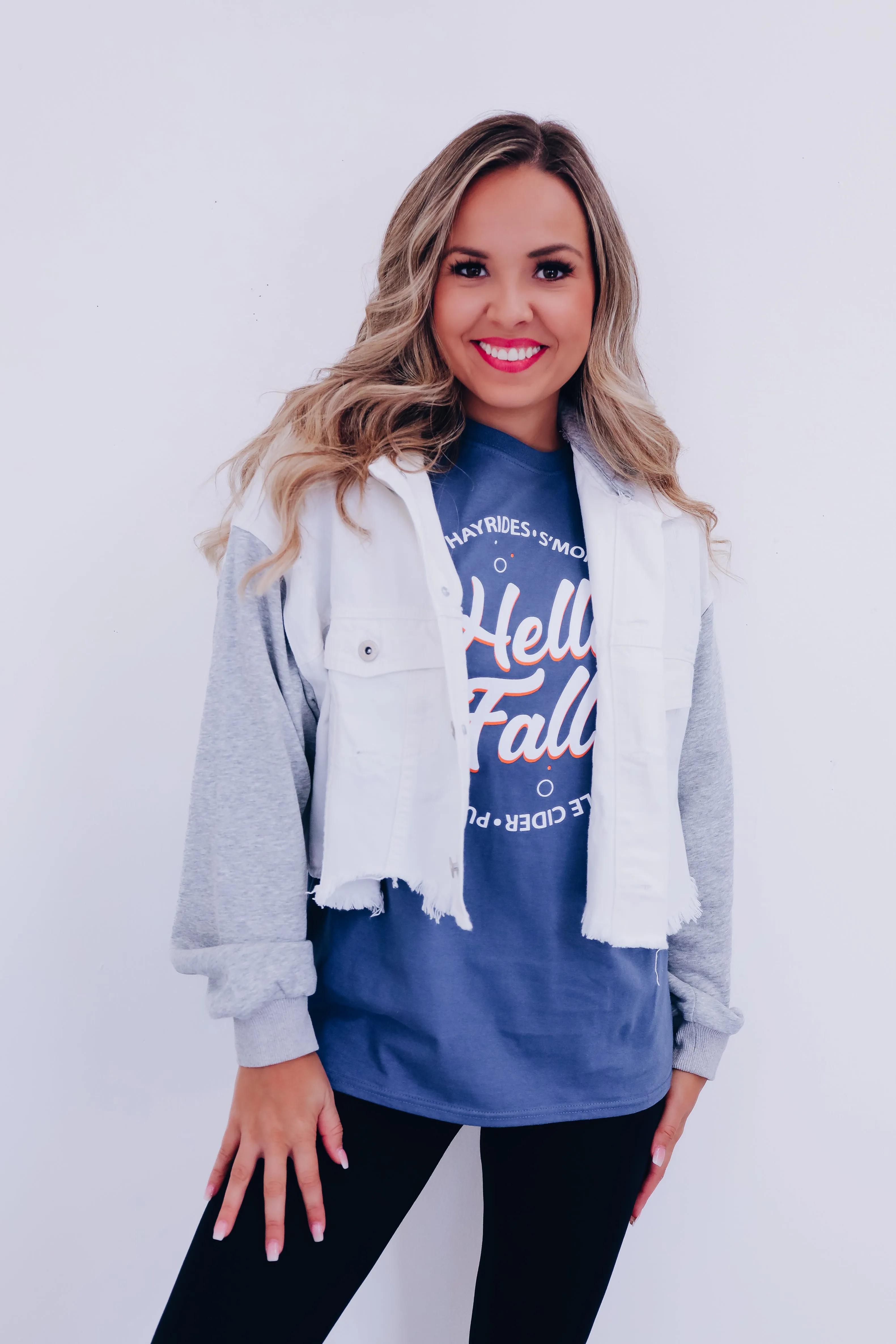 Dylan Distressed Cropped Hoodie - White/Grey