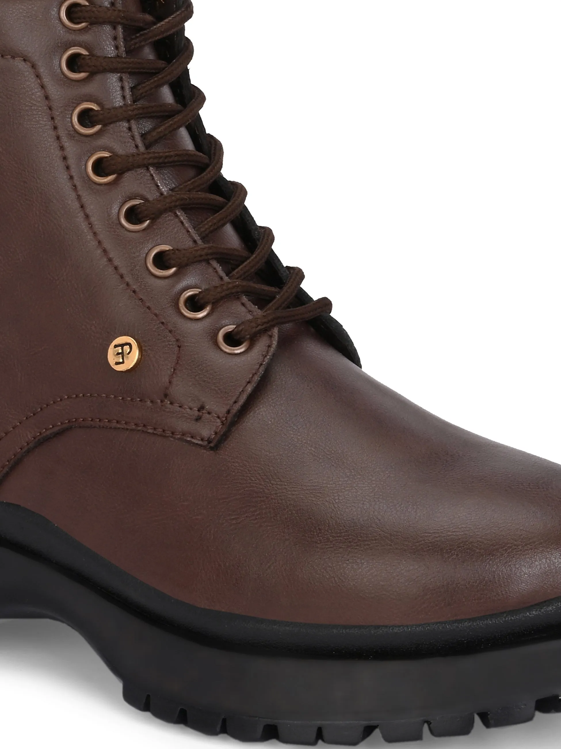 EL PASO Women Faux Leather Casual Lace Up Boots