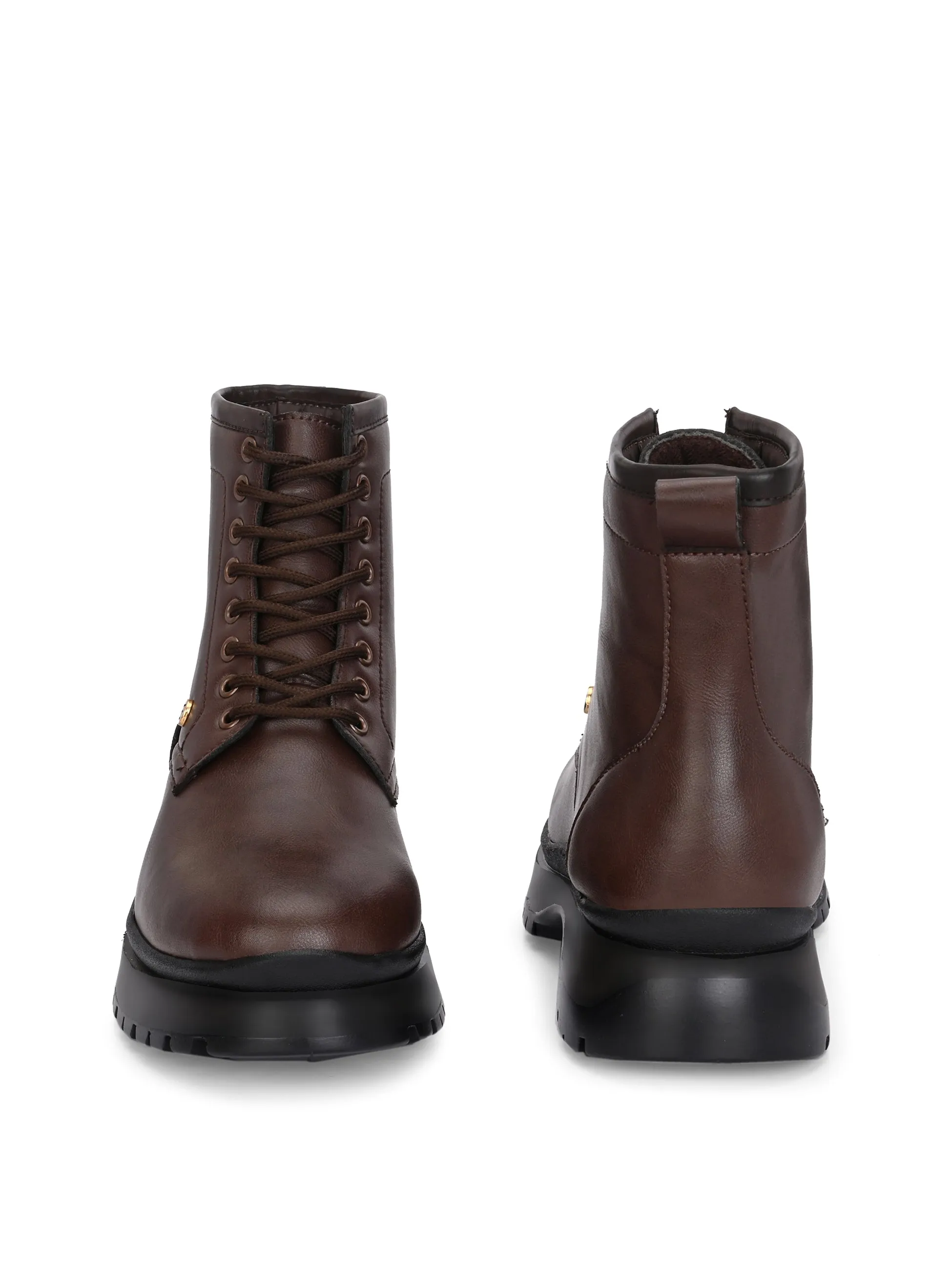 EL PASO Women Faux Leather Casual Lace Up Boots