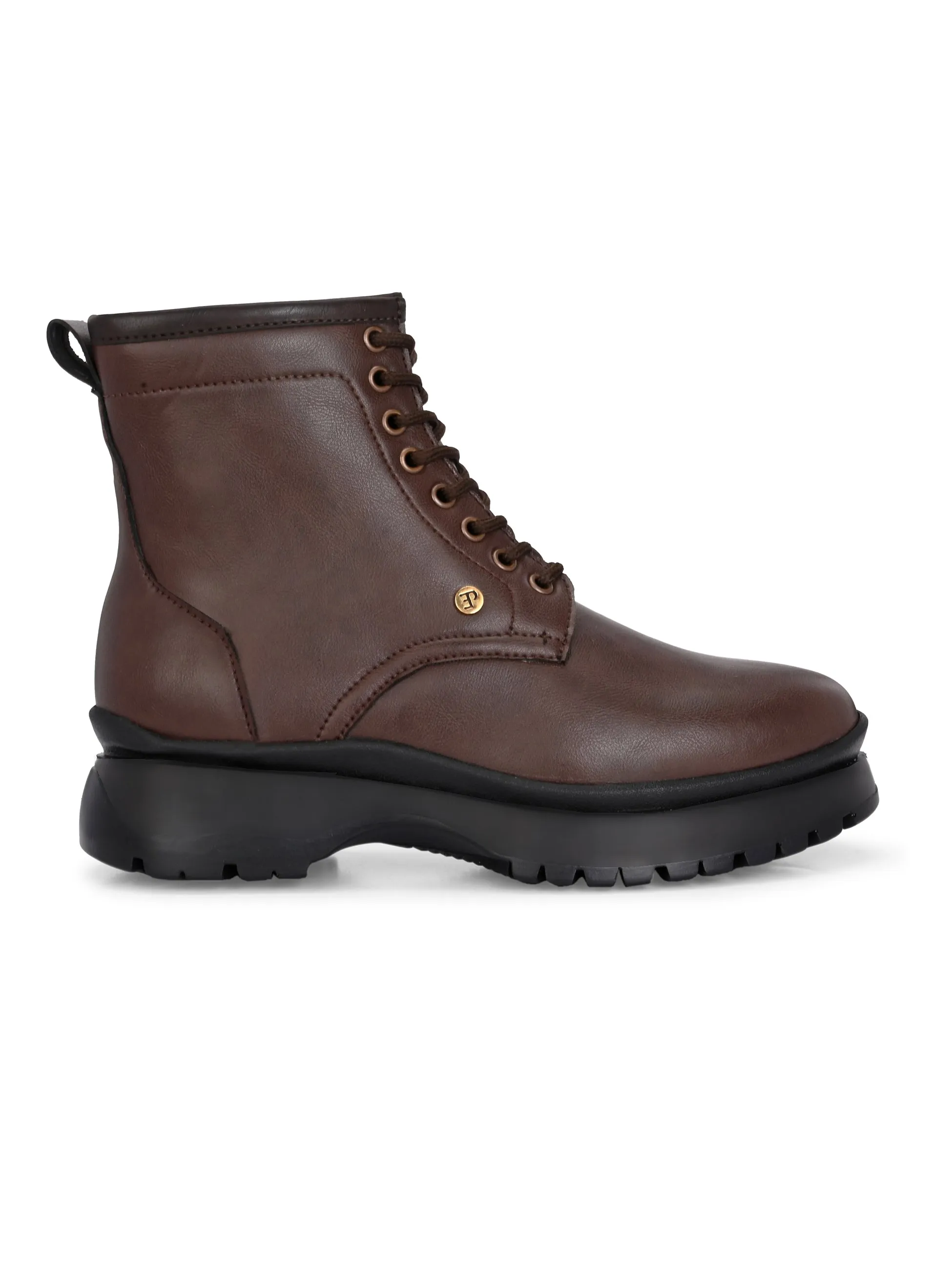 EL PASO Women Faux Leather Casual Lace Up Boots