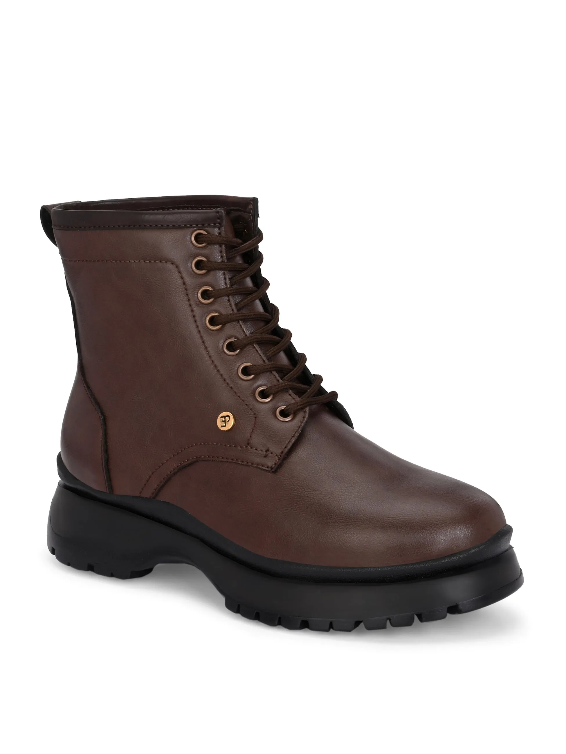 EL PASO Women Faux Leather Casual Lace Up Boots