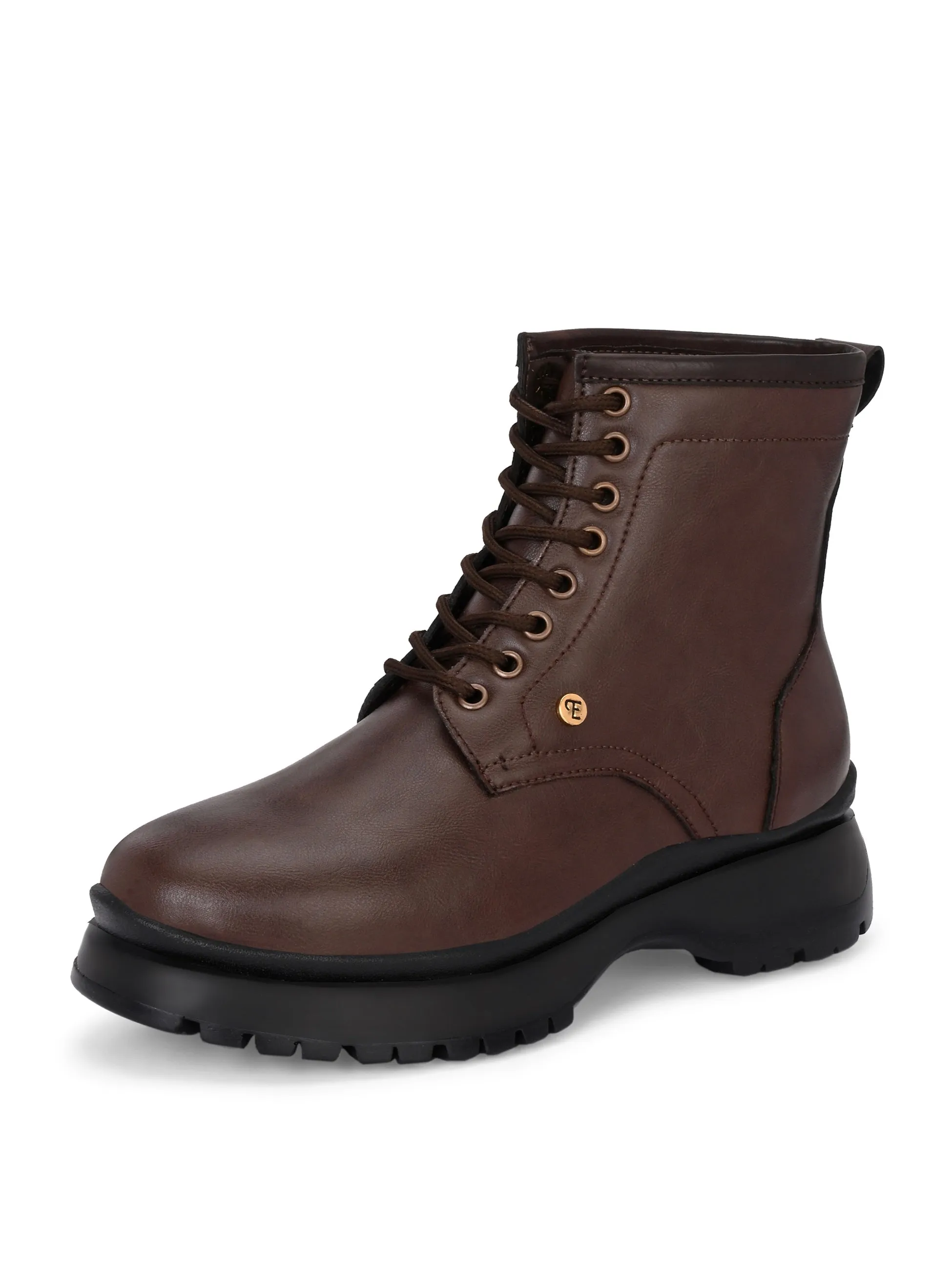 EL PASO Women Faux Leather Casual Lace Up Boots