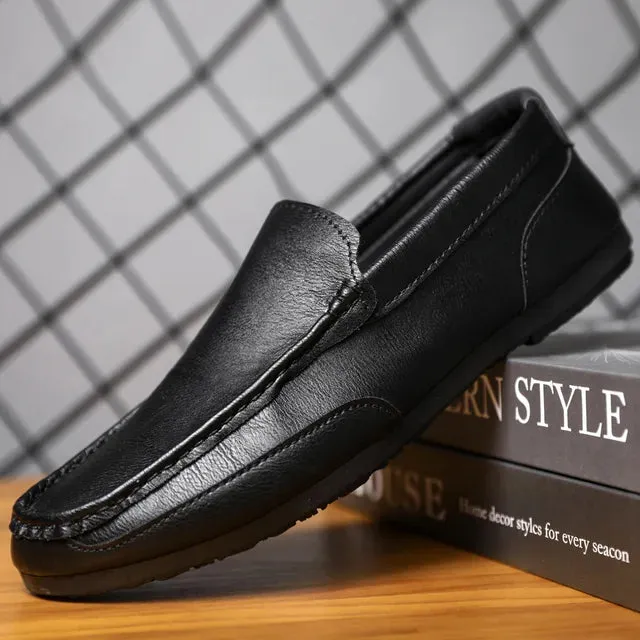 EliteMan Lux Leder Herren-Slipper