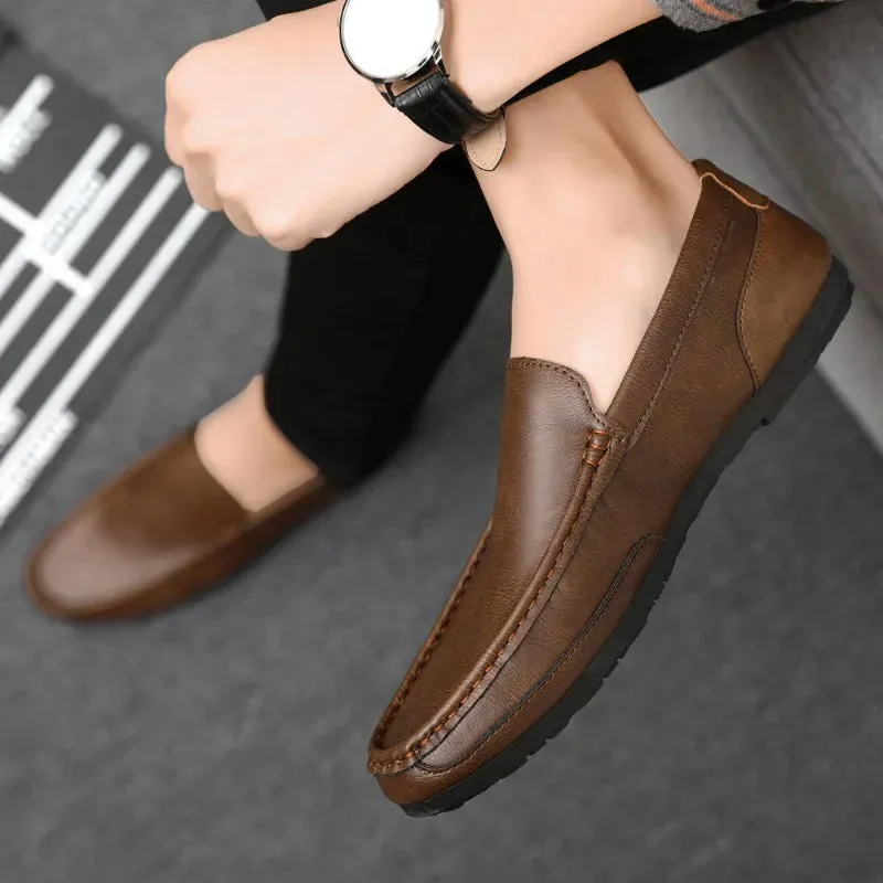 EliteMan Lux Leder Herren-Slipper