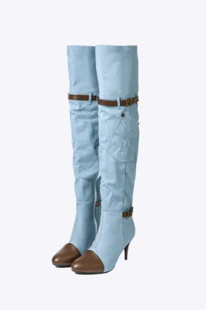 Erin - Trendy Patchwork Design Woman's Over The Knee Boots
