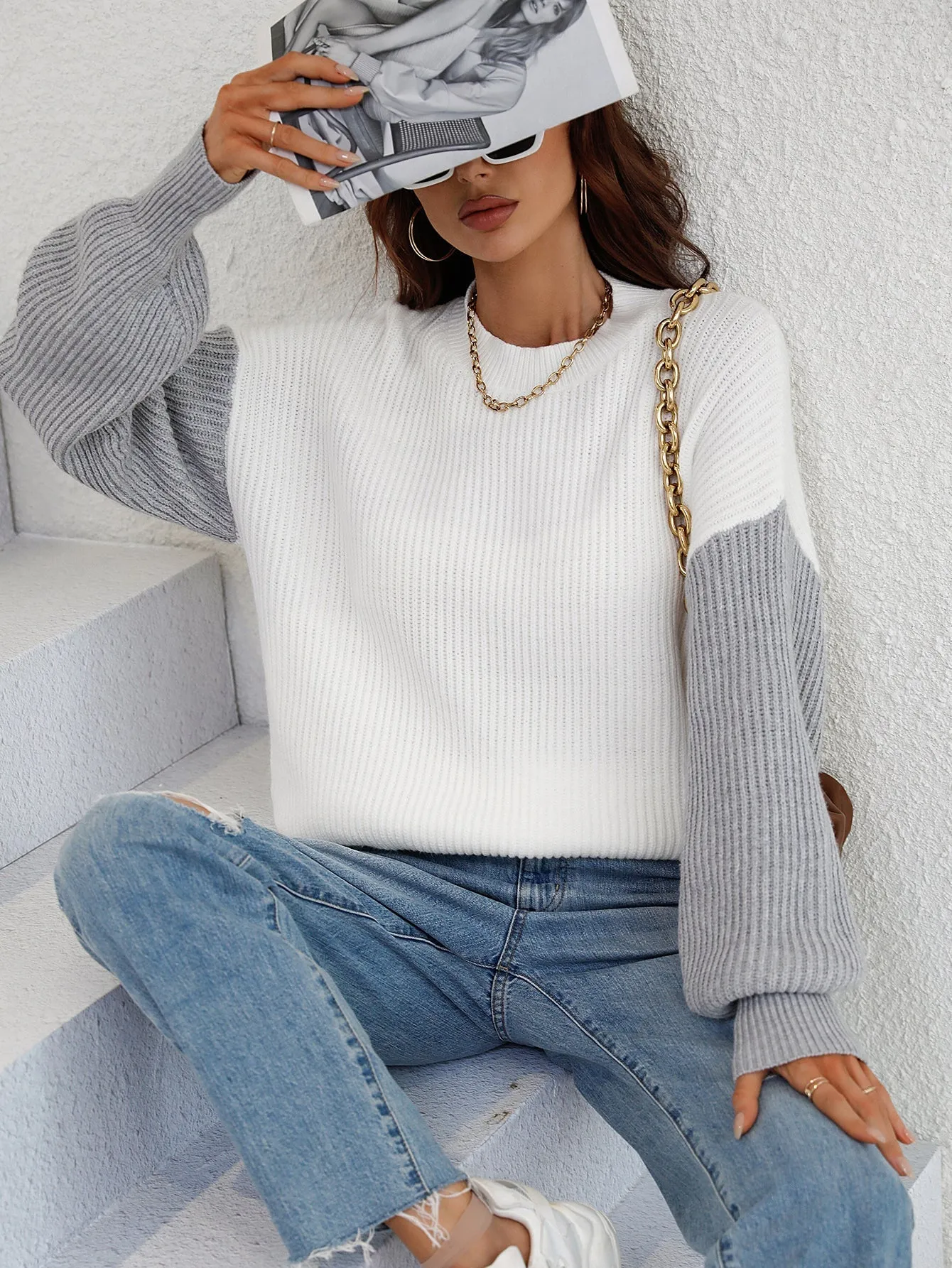 Estatia Knit Sweater - White
