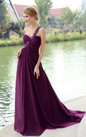 Ethereal Chiffon Backless Maxi Dress With Floral Strap-GC_312109