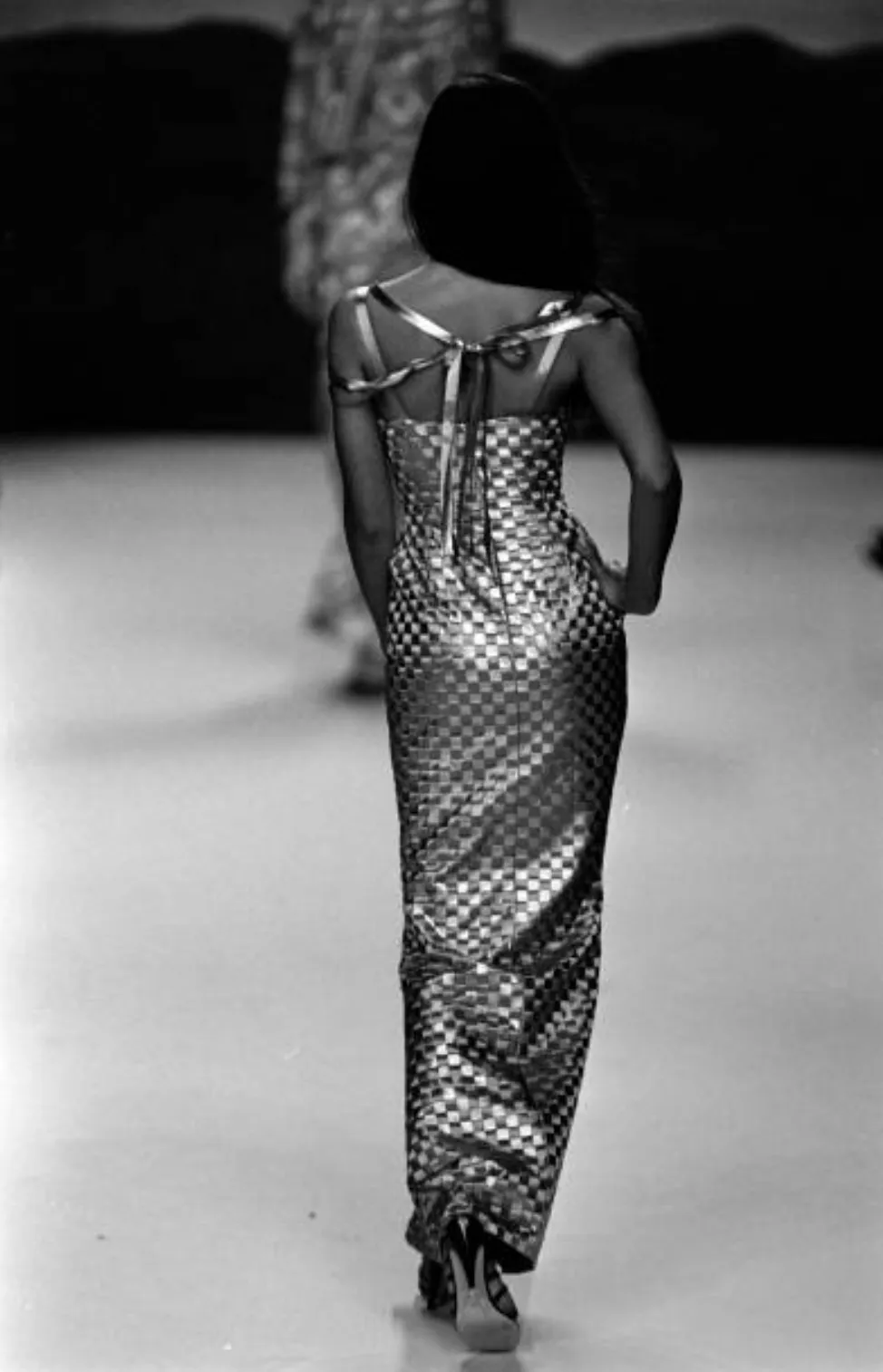 Extraordinary & Rare Fall 1995 Todd Oldham Runway Gold Metallic Woven Ribbon Dress
