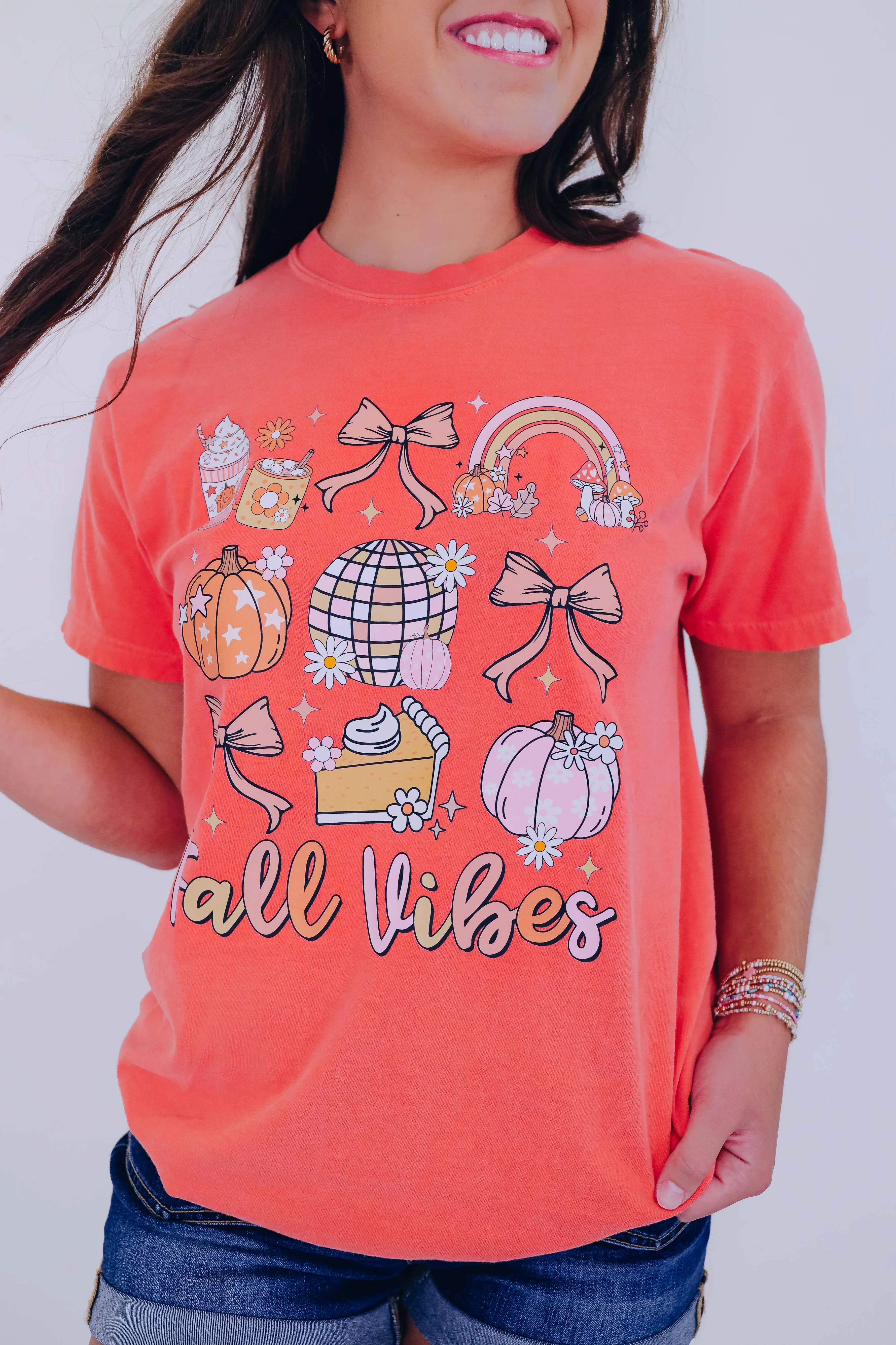 ***Fall Vibes Bow Comfort Colors Graphic Tee S-2X SAMPLE