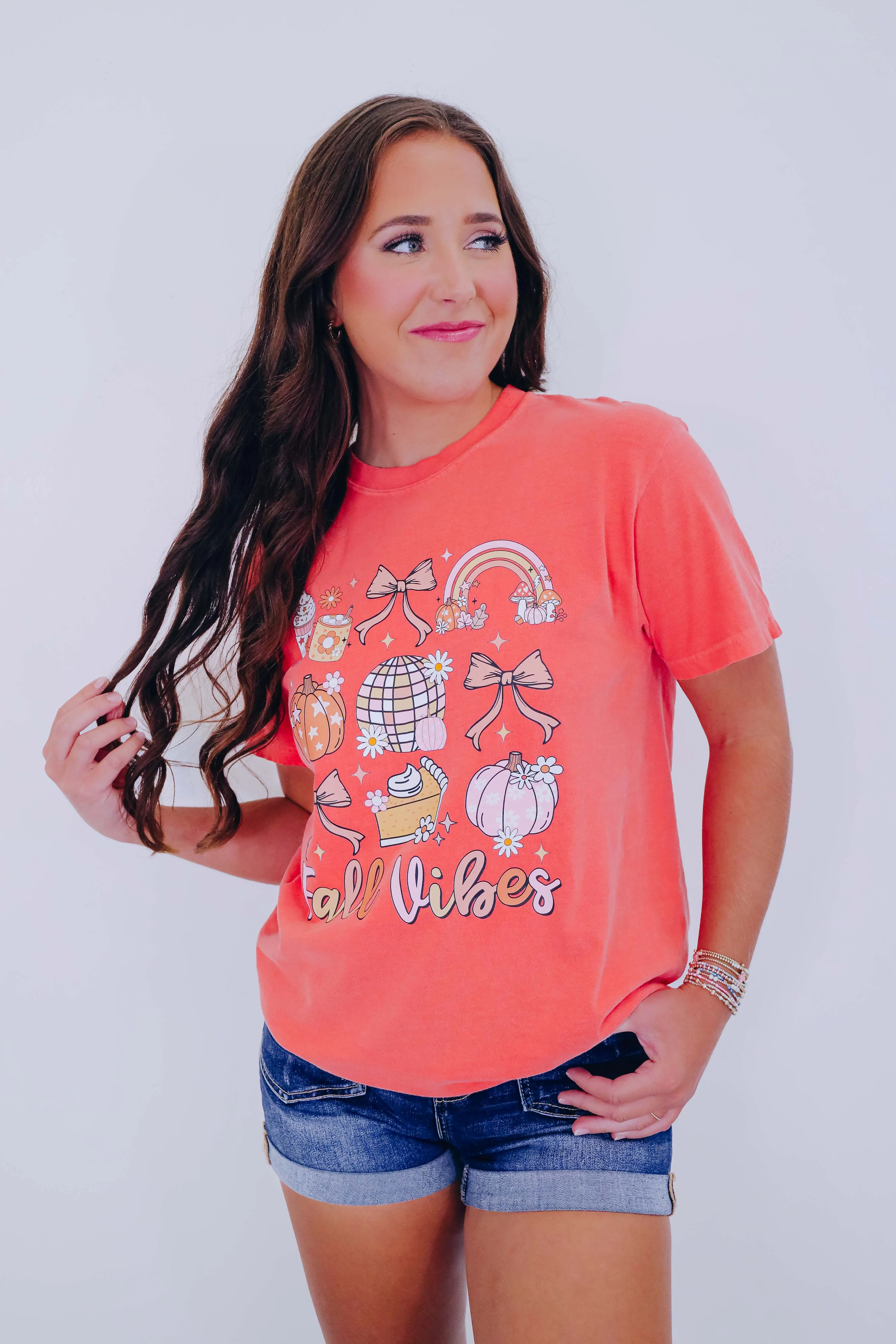 ***Fall Vibes Bow Comfort Colors Graphic Tee S-2X SAMPLE