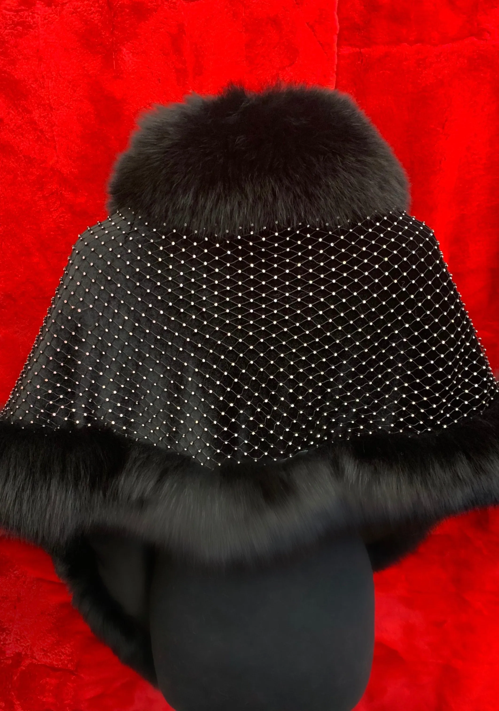 Fallon Aurielle Fox Fur Crystal Boa (White & Black)