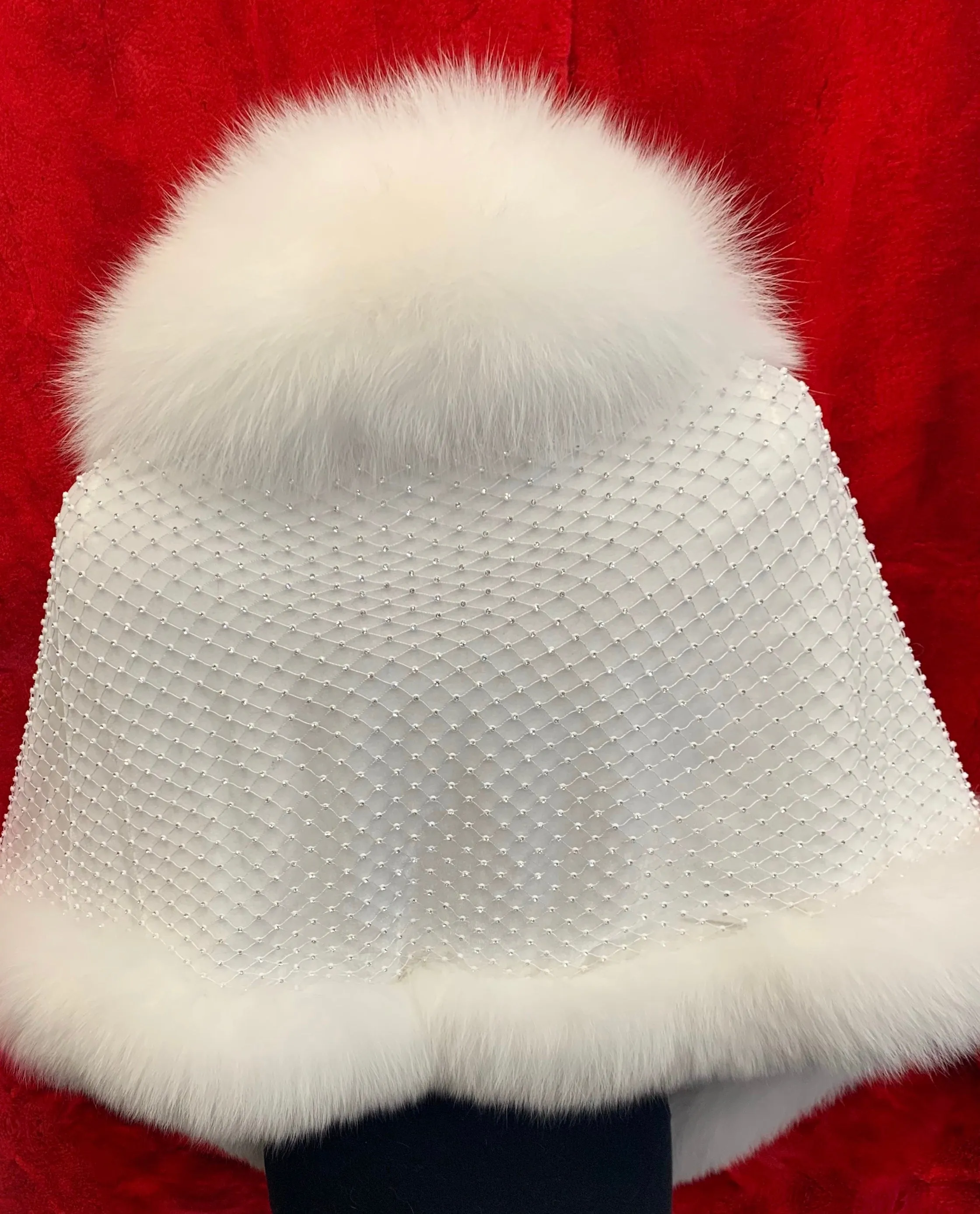 Fallon Aurielle Fox Fur Crystal Boa (White & Black)