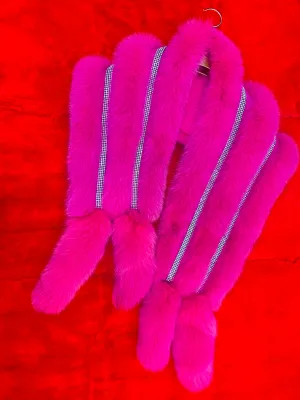 Fallon Aurielle Fox Fur Rhinestone Boa (Hot Pink)
