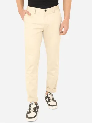 Fawn Beige Solid Uno Fit Casual Trouser | JadeBlue
