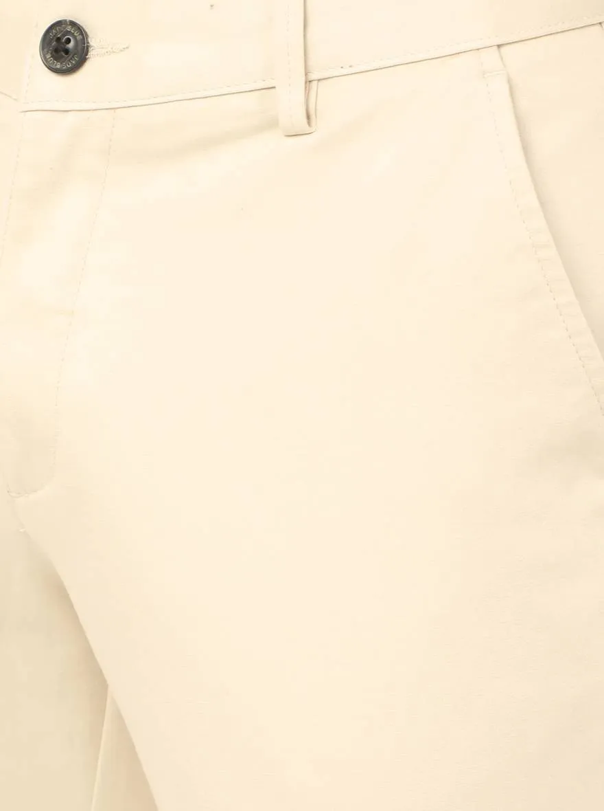Fawn Beige Solid Uno Fit Casual Trouser | JadeBlue