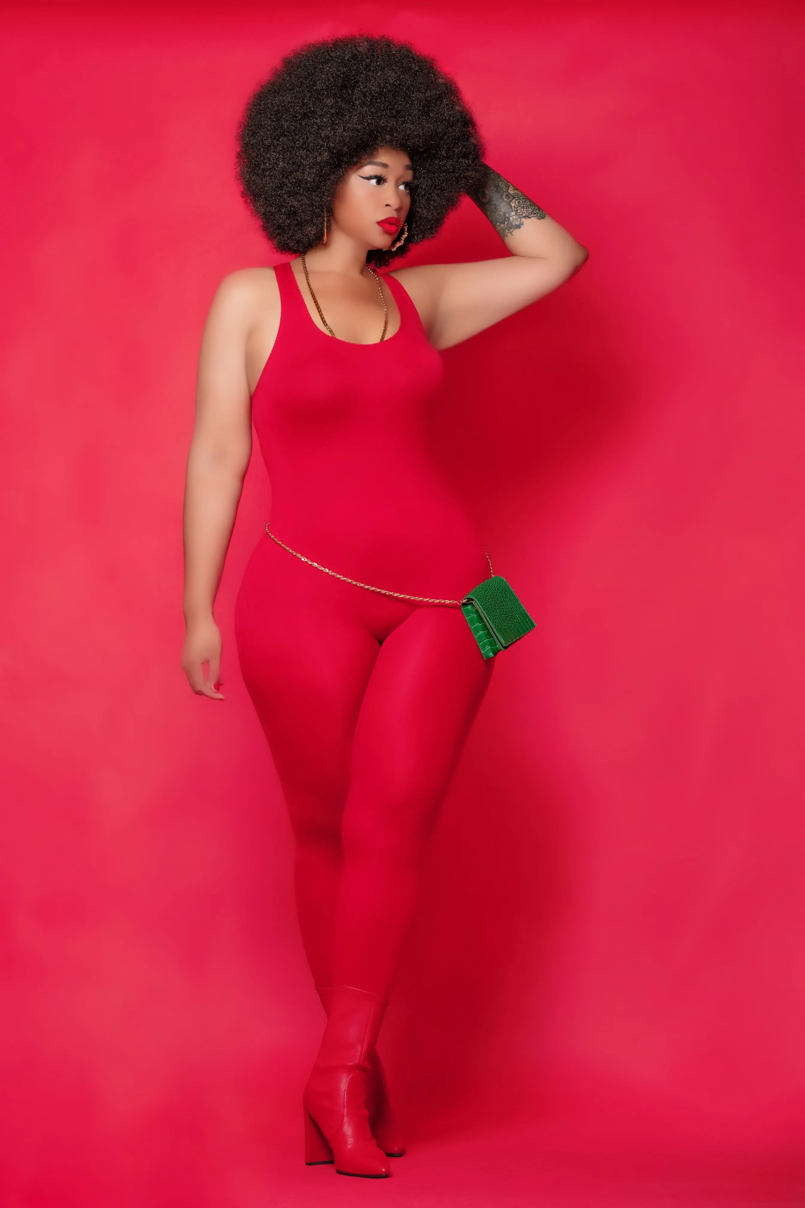 Fly Girl Jumpsuit (Red & Royal Blue)