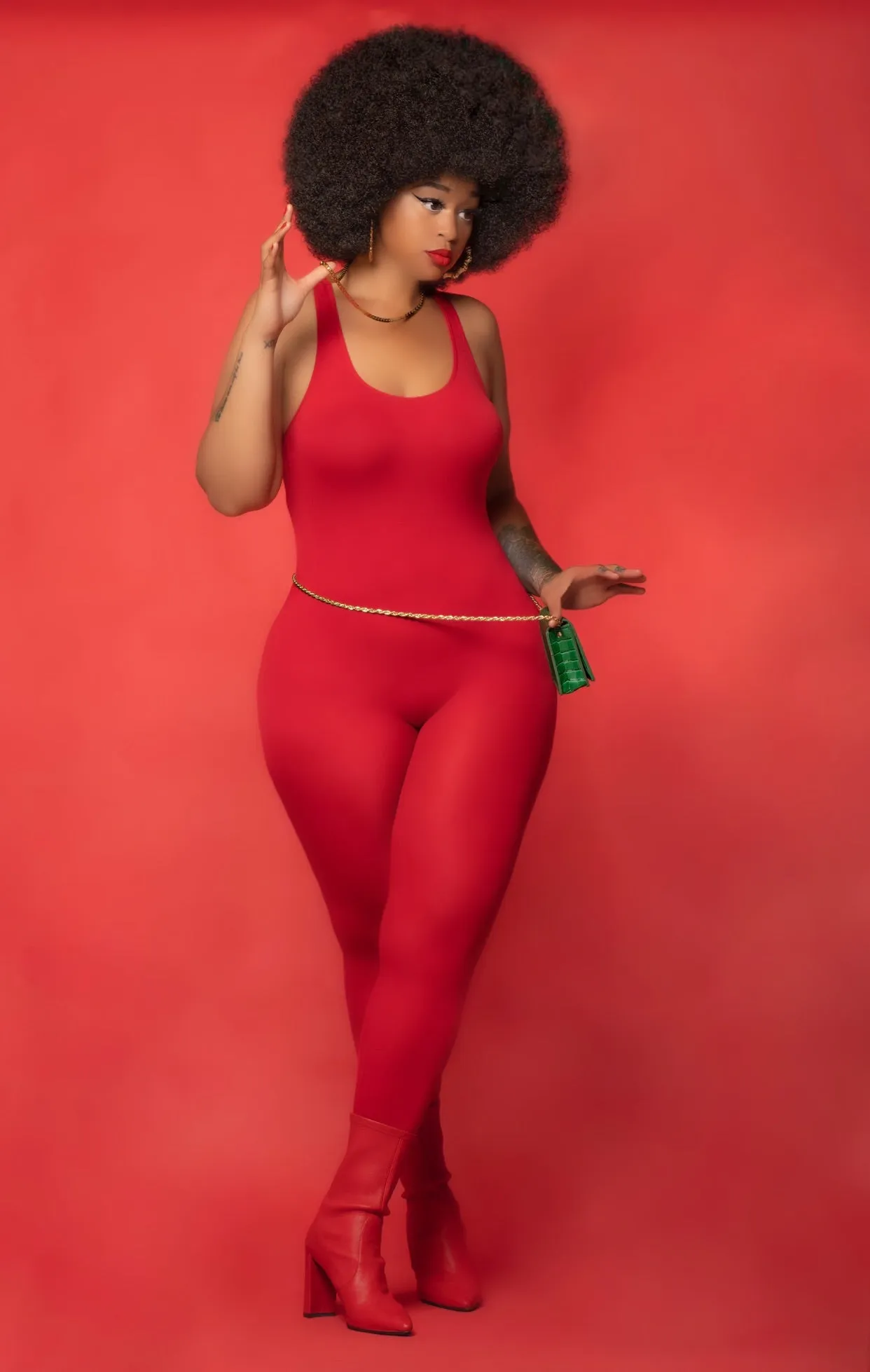 Fly Girl Jumpsuit (Red & Royal Blue)