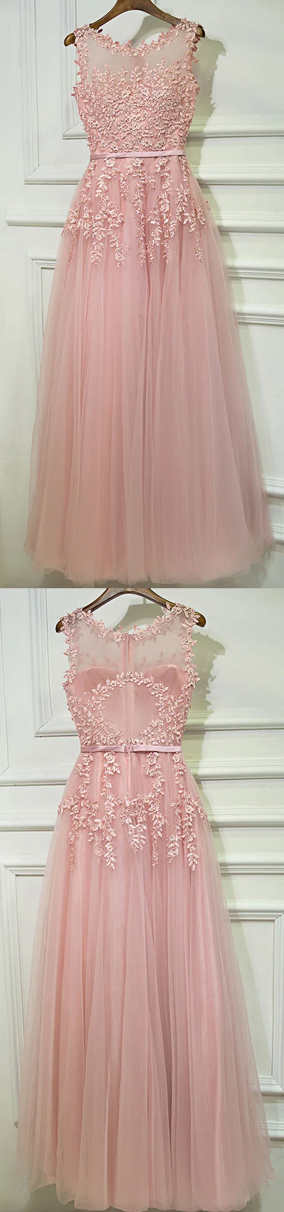 Formal Blush Pink A Line Cheap Long Prom Dresses, BGP001