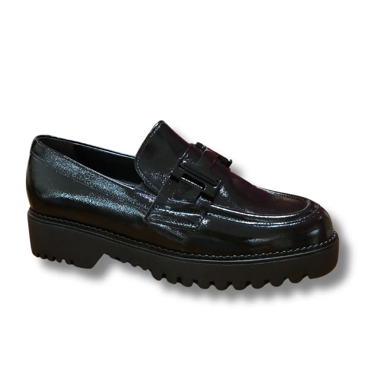 Gabor Patent Leather Loafer in Black