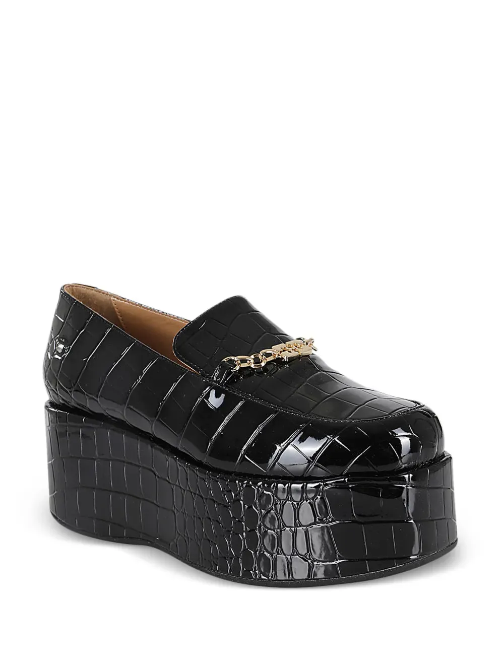 GANNI crocodile-embossed leather loafers