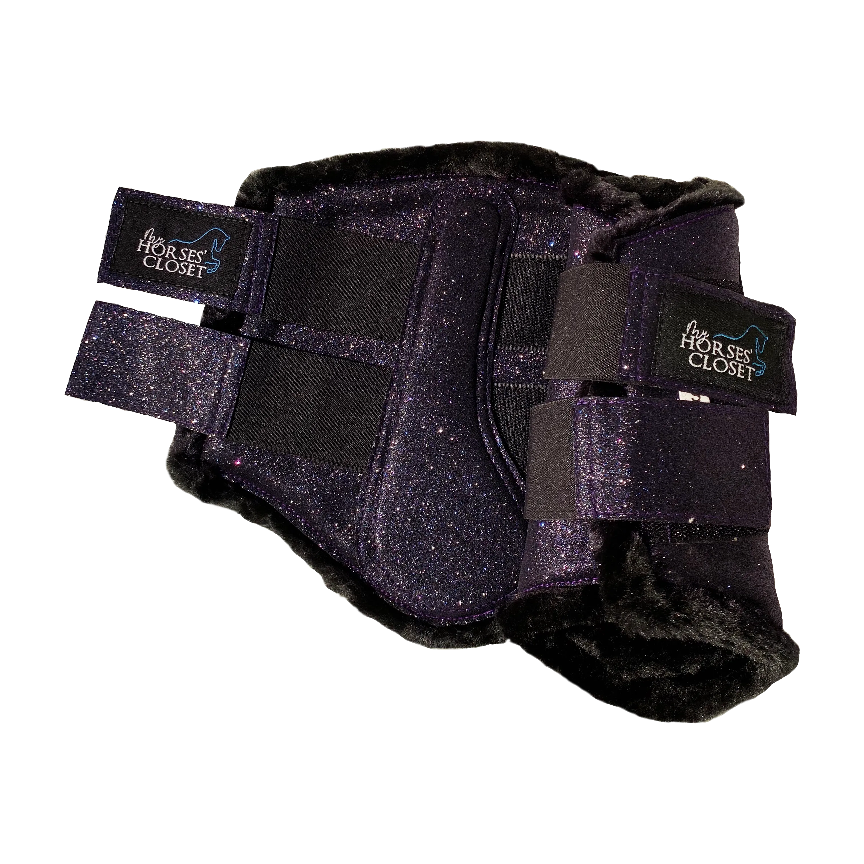 Glitter Sparkly Brushing Dressage Boots Plum Purple