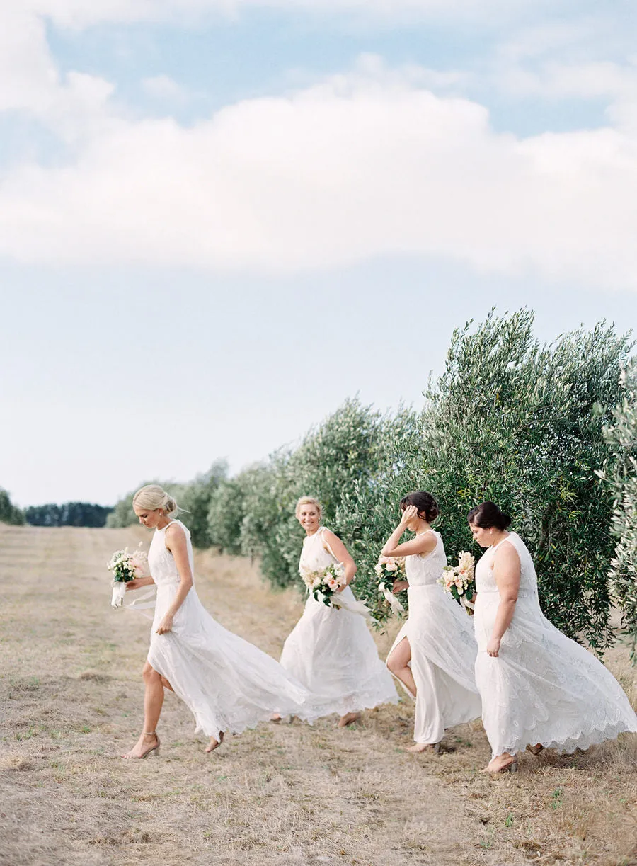 Halter Floor-length Lace Open-back Bridesmaid Dresses, BD0563