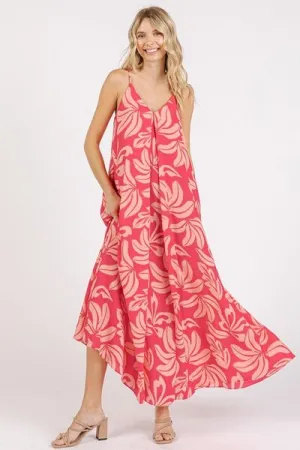 Hazel Blues® |  Mittoshop Printed V-Neck Maxi Cami Dress with Pockets