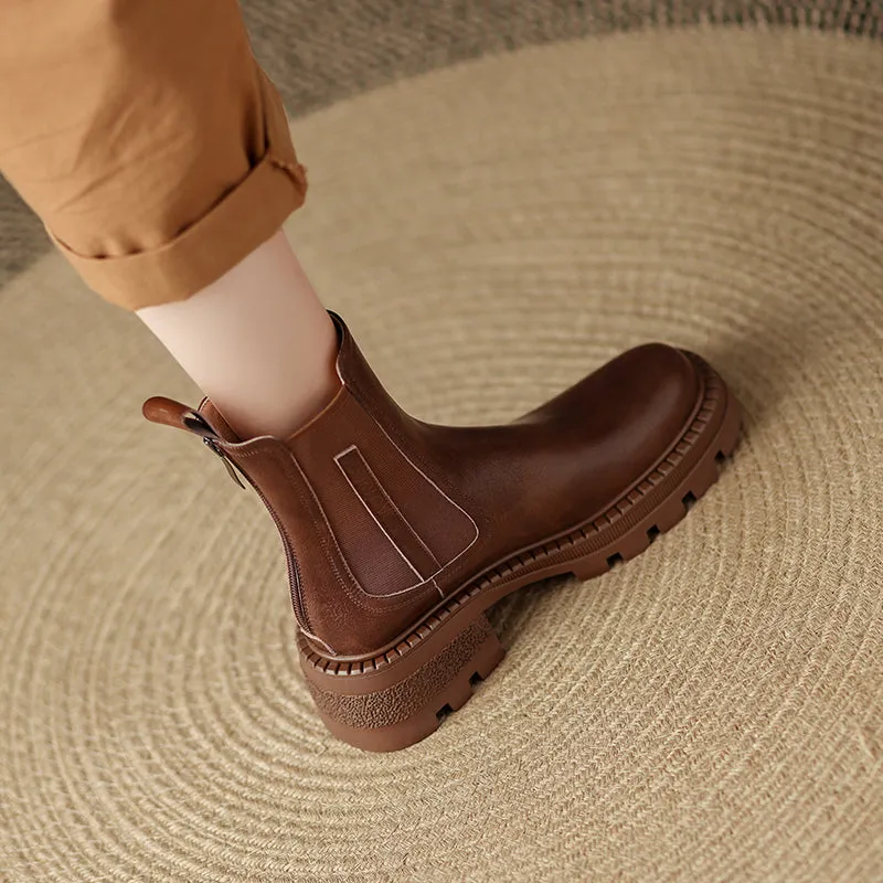 Hiba Platform Chelsea Boots Women Brown Leather