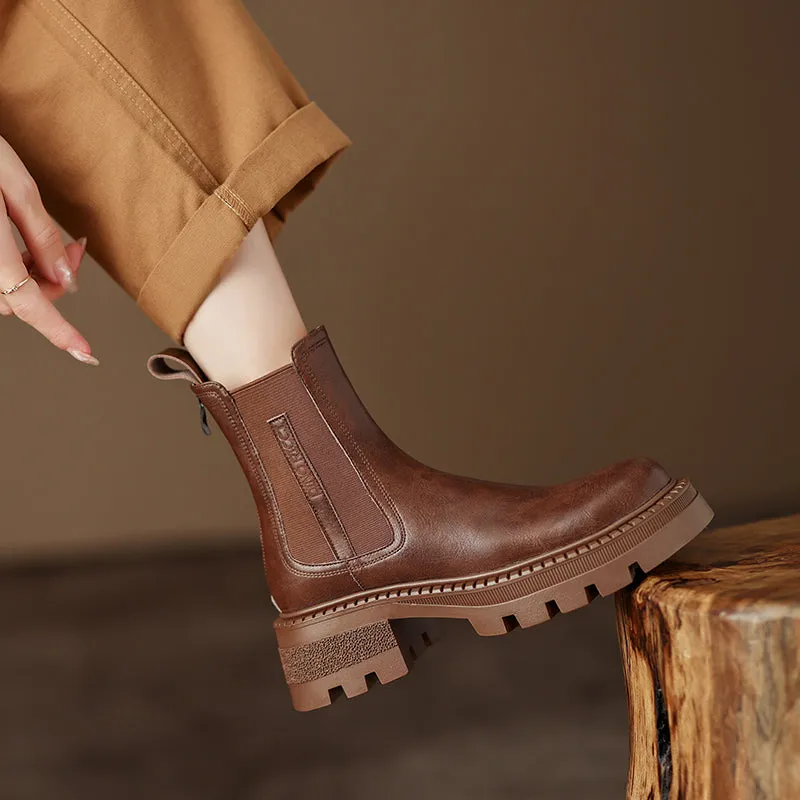 Hiba Platform Chelsea Boots Women Brown Leather