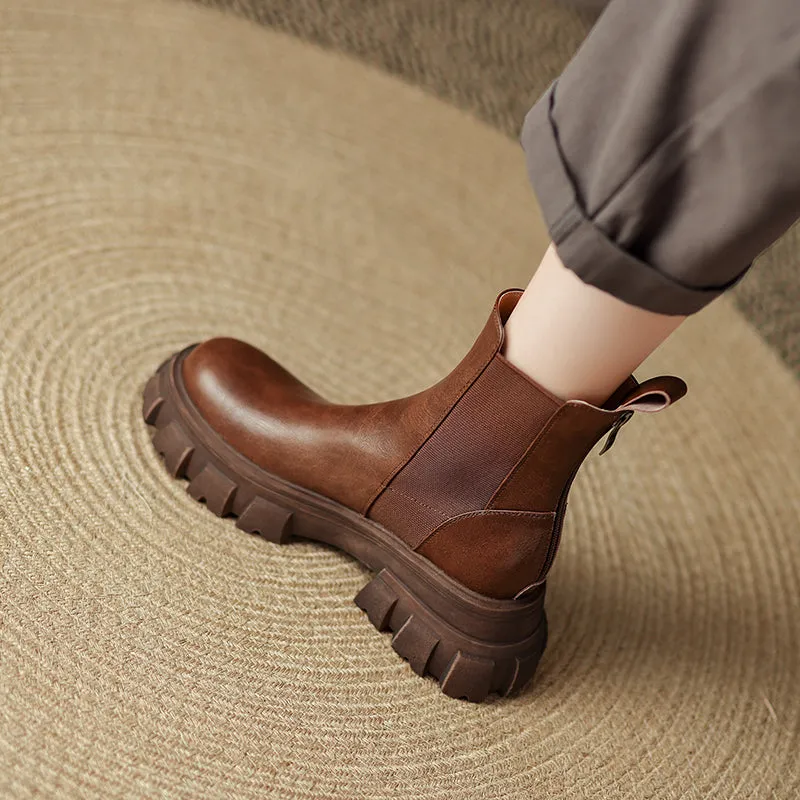 Hindy Brown Platform Chelsea Boots