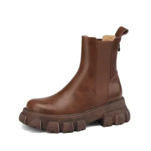 Hindy Brown Platform Chelsea Boots