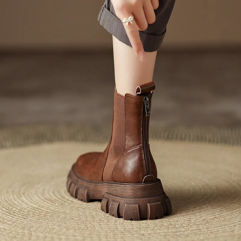 Hindy Brown Platform Chelsea Boots