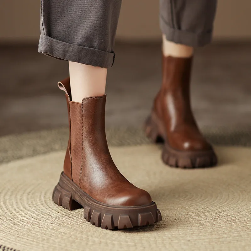 Hindy Brown Platform Chelsea Boots
