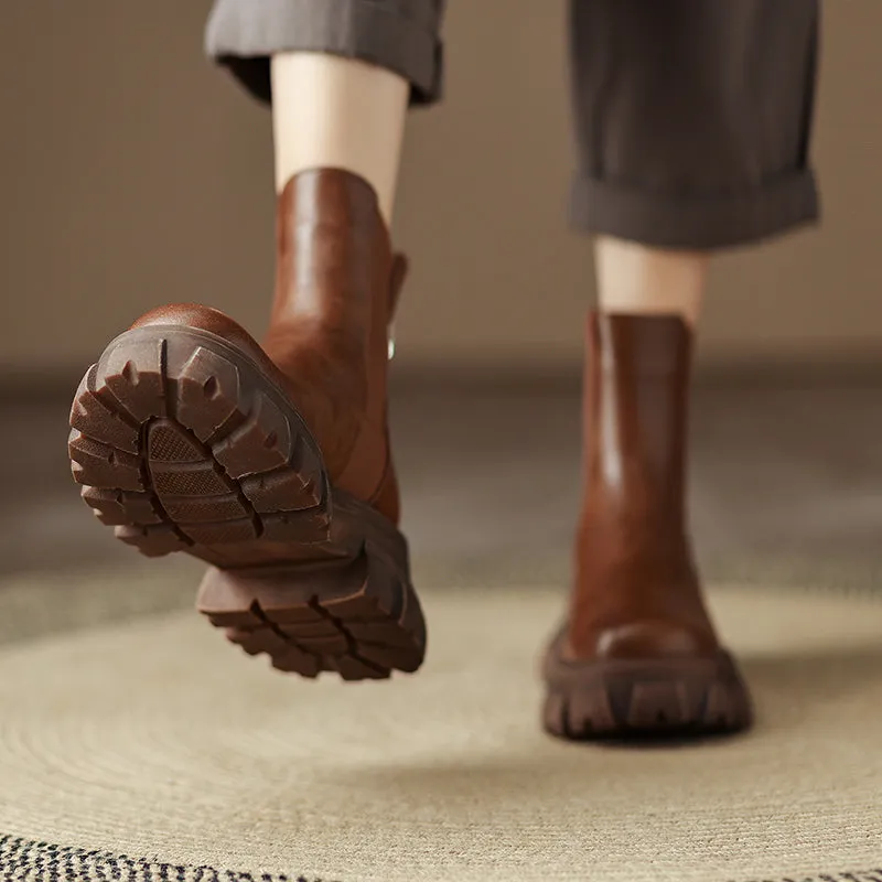 Hindy Brown Platform Chelsea Boots