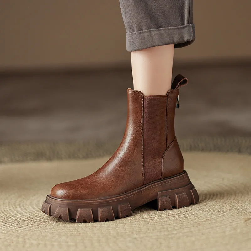 Hindy Brown Platform Chelsea Boots