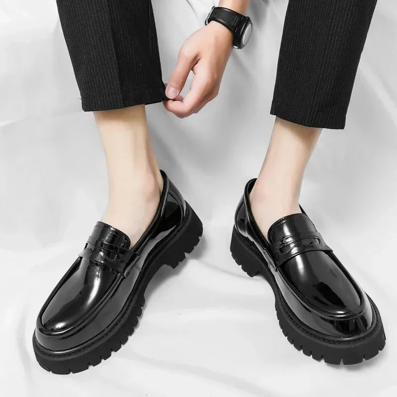 HochSole Herren Formelle Plattform-Loafer mit Dicken Sohlen